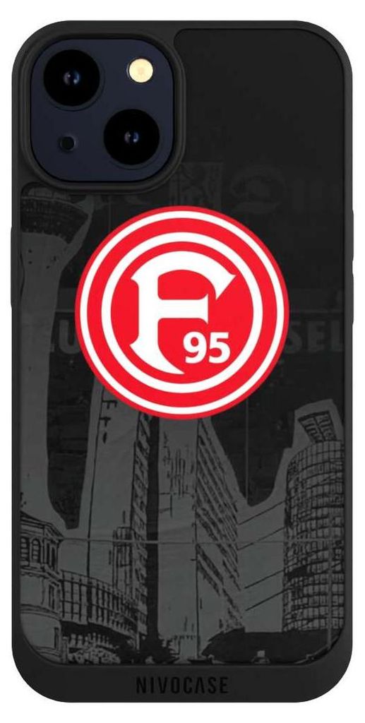 NIVOCASE Handyhülle für Apple iPhone 14 Hülle NIVOpure Case Schwarz Fortuna Düsseldorf Logo Offizielles Lizenzprodukt