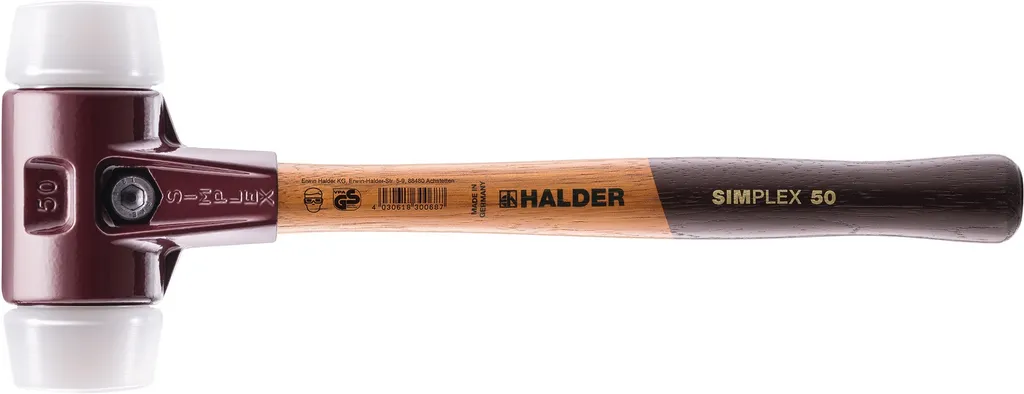Mazza Halder SIMPLEX 60mm Superplastica Bianca l.405mm Professionale - 1