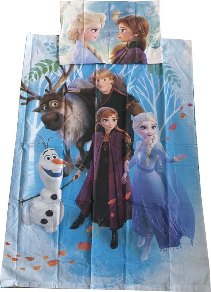 Frozen Babybettwäsche Kinderbettwäsche Anna und Elsa 100 x 135 cm Bettwäsche + 40 x 60 Kopfkissen Bezug 100 % Baumwolle