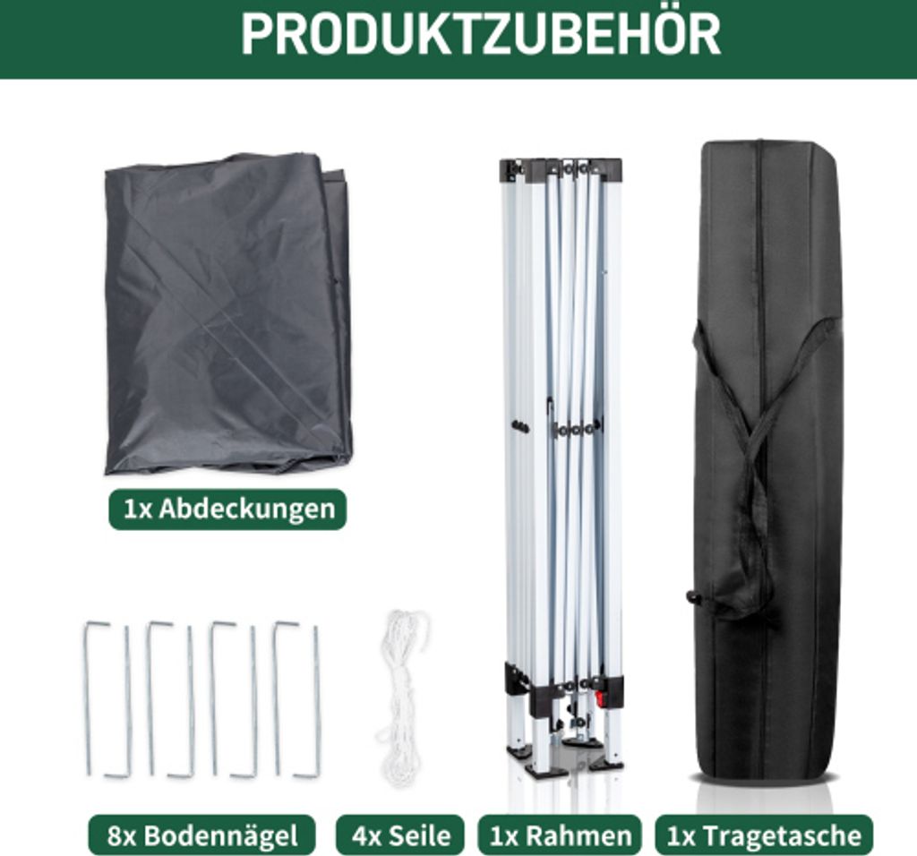 FCH 3x3m Pop Up Pavillion Gartenzelt Gartenpavillon Produktbild 6