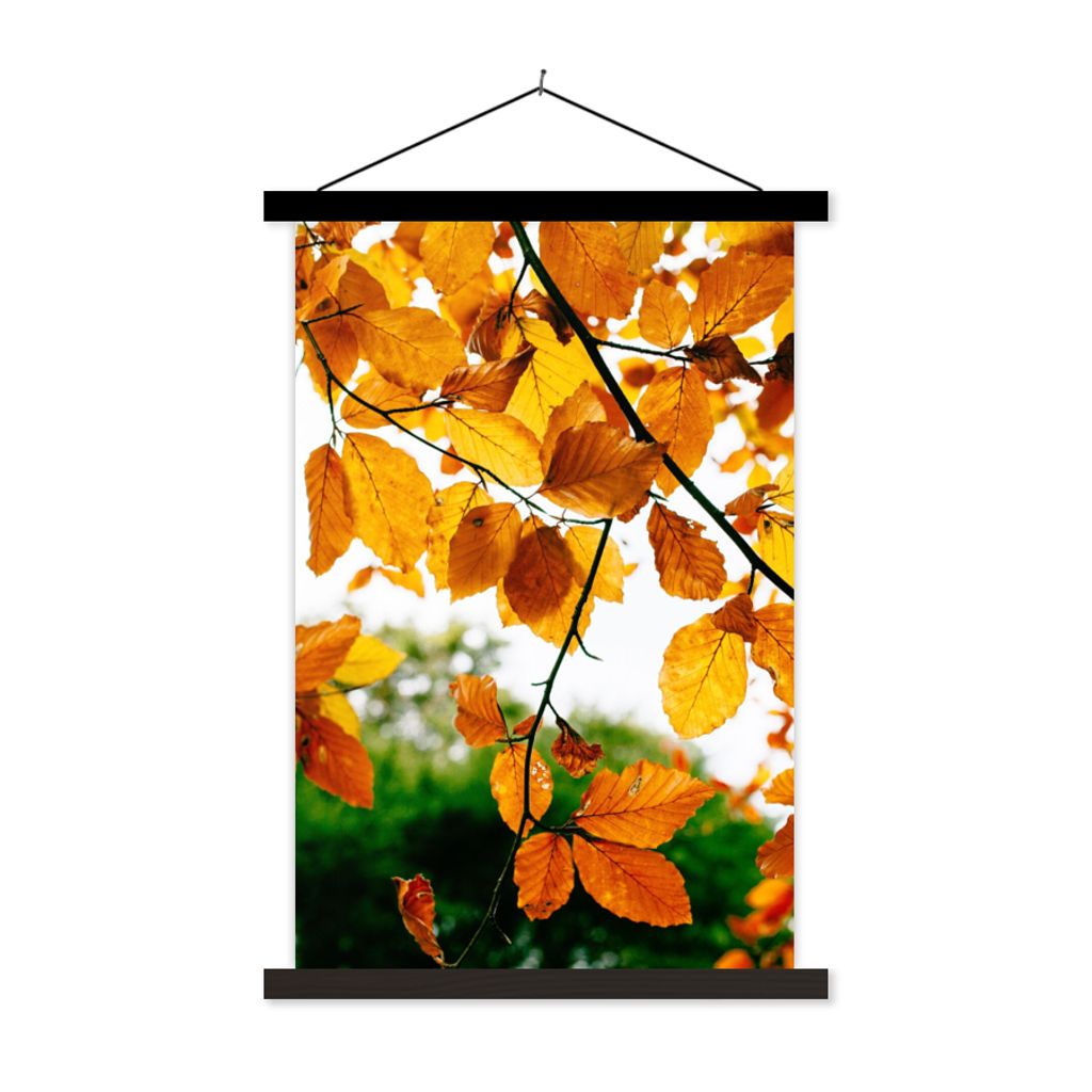 MuchoWow Textilposter Herbstblätter - Baum - Rustikal 120x180 cm mit schwarzem Rahmen - Fotos