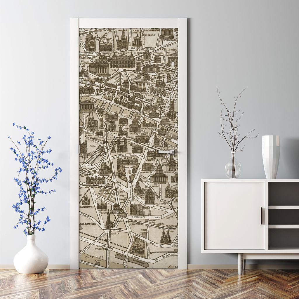 Dekorative Türposter selbstklebend Wandaufkleber Türaufkleber Karte der Versailler 85 x 200 cm