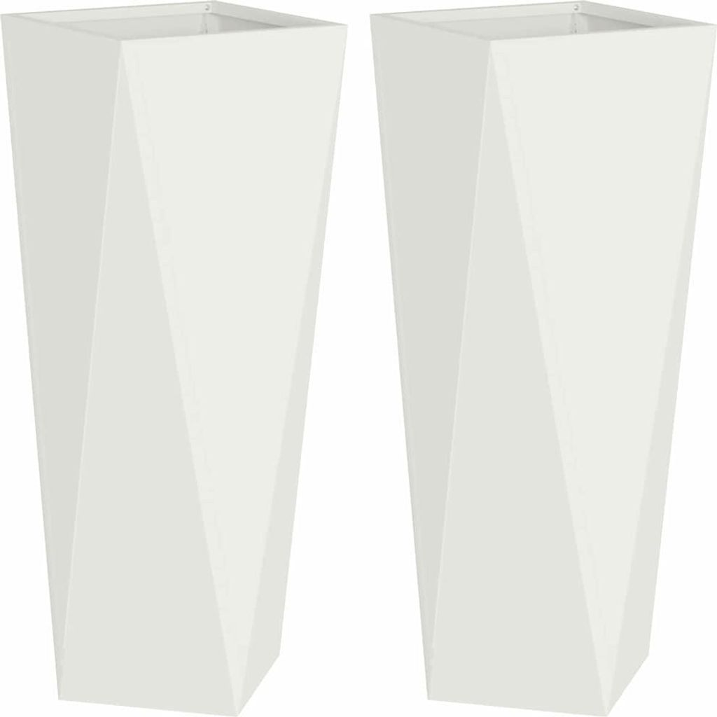 Pflanzkübel 2 pcs Weiß 30 x 30 x 75 cm Stahl