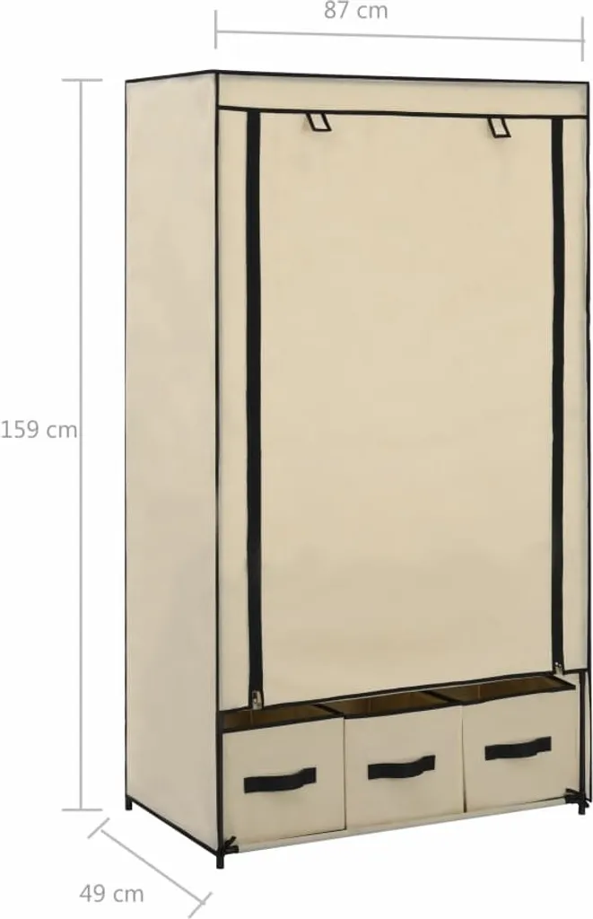 vidaXL Armadio crema 87 x 49 x 159 cm tessuto - 9