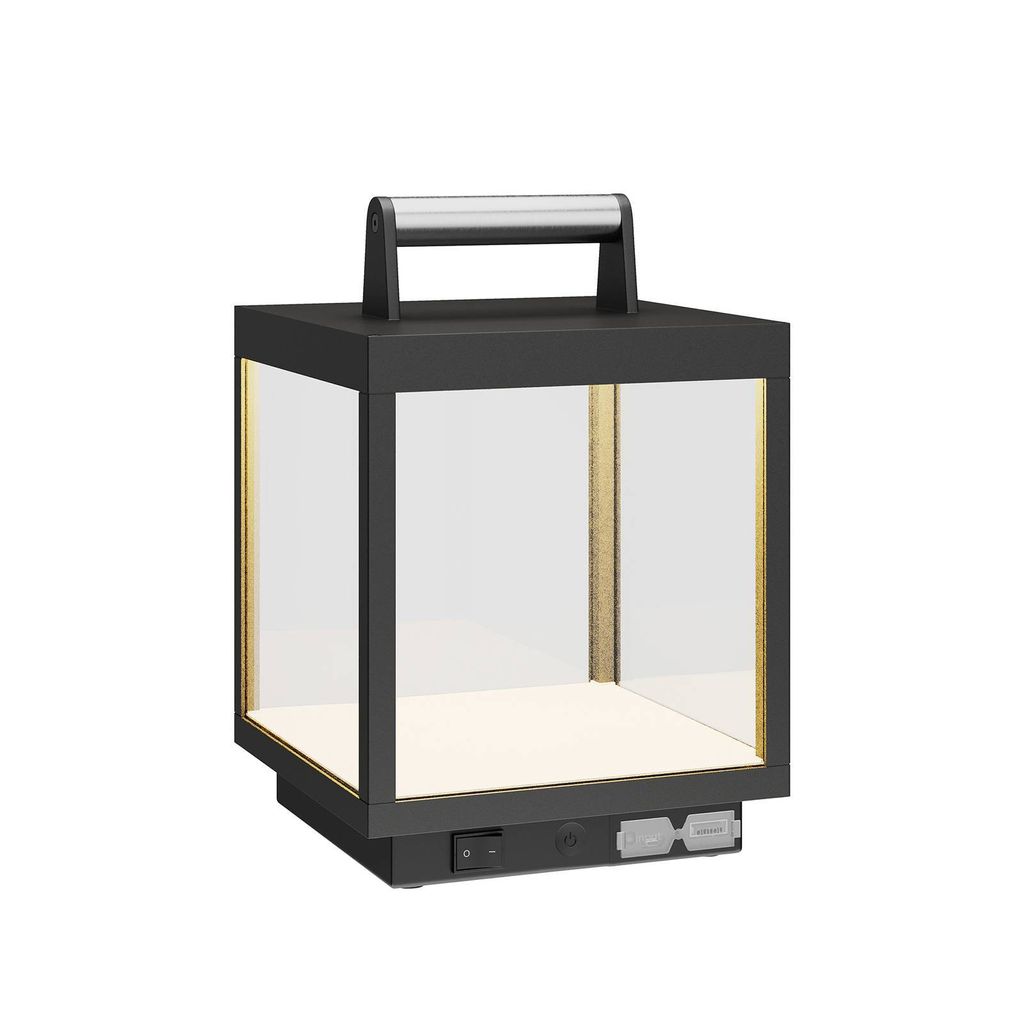 Lucande LED-Akkutischleuchte Cube, Alu, IP54, dimmbar Produktbild 