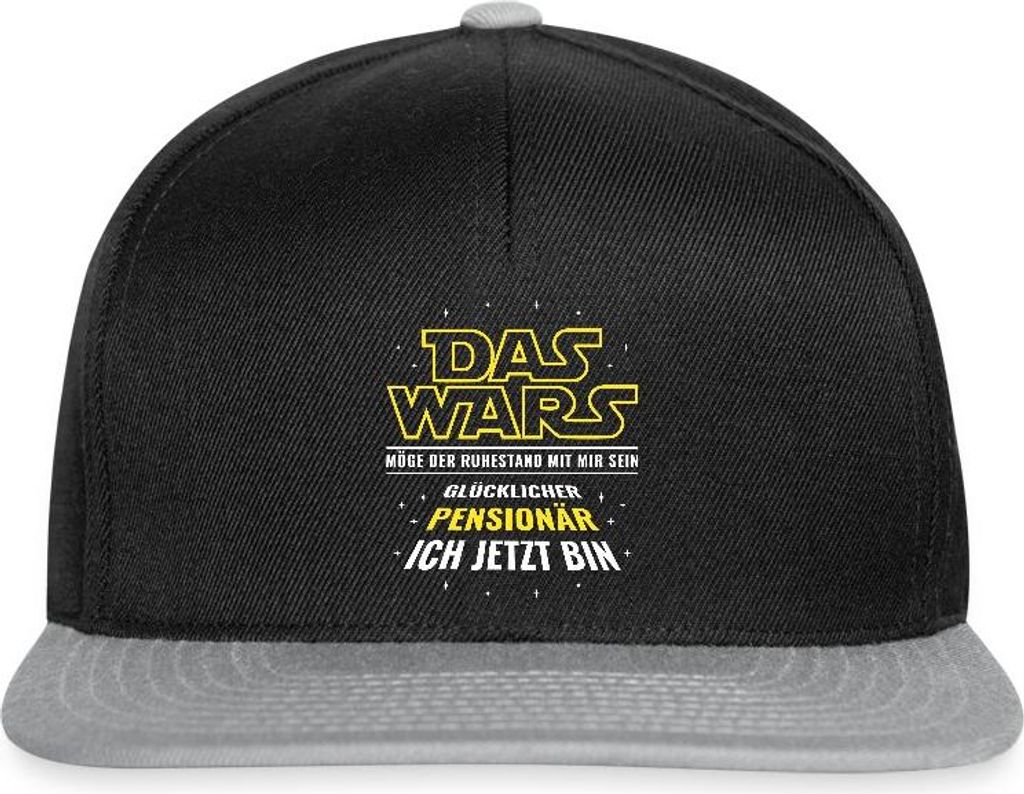Spreadshirt Glücklicher Pensionär Lustiger Ruhestand Spruch Snapback Cap, One size, Schwarz/Grau