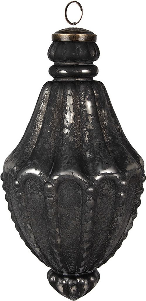 Clayre & Eef Weihnachtskugel Ø 11x22 cm Schwarz Glas