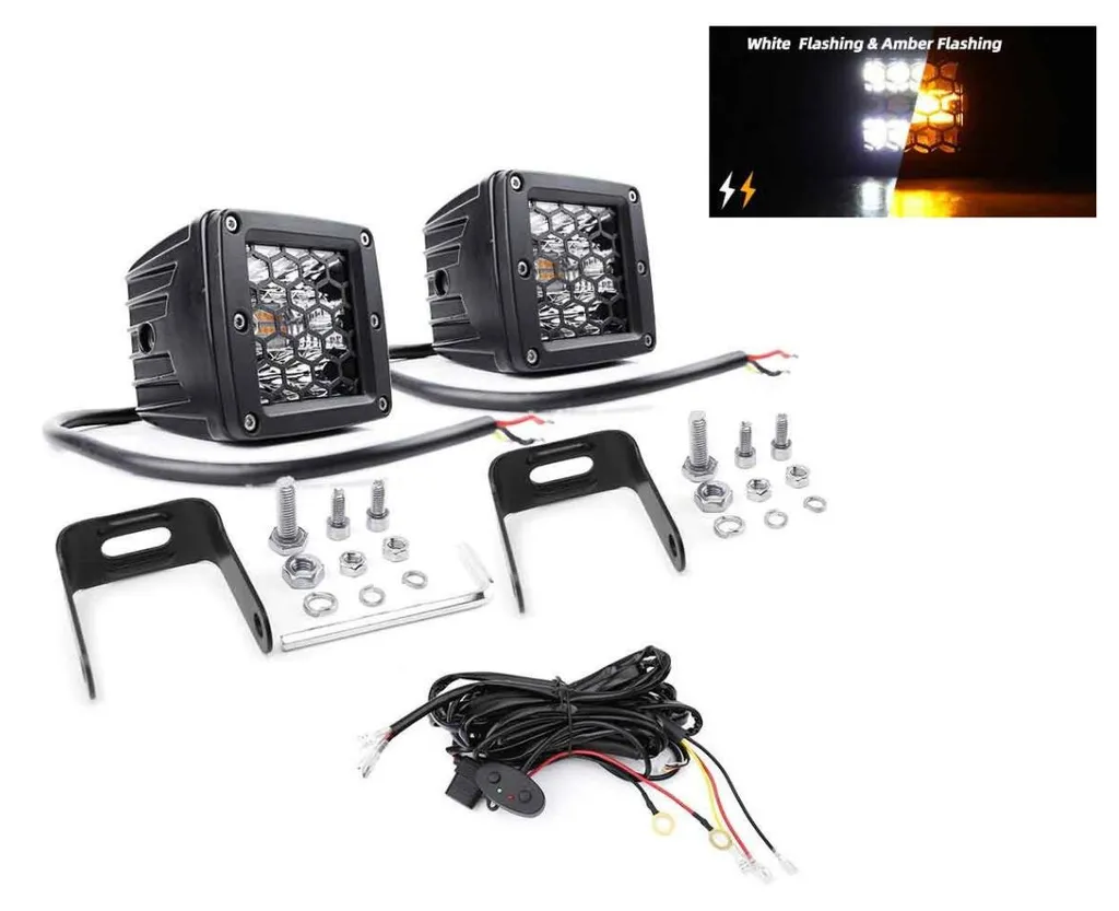 Lot de 2 feux de détresse LED et halogènes double éclairage 12V 24V F