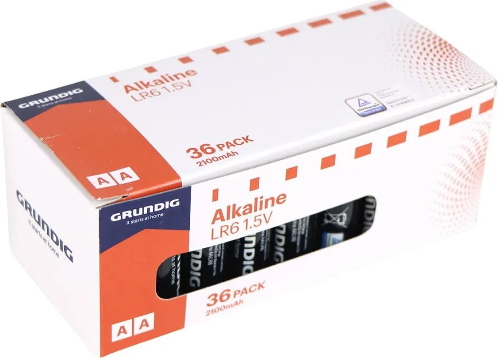 Grundig Piles Alcalines AA LR6 1,5V Megapack de 36 Pièces Longue Durée