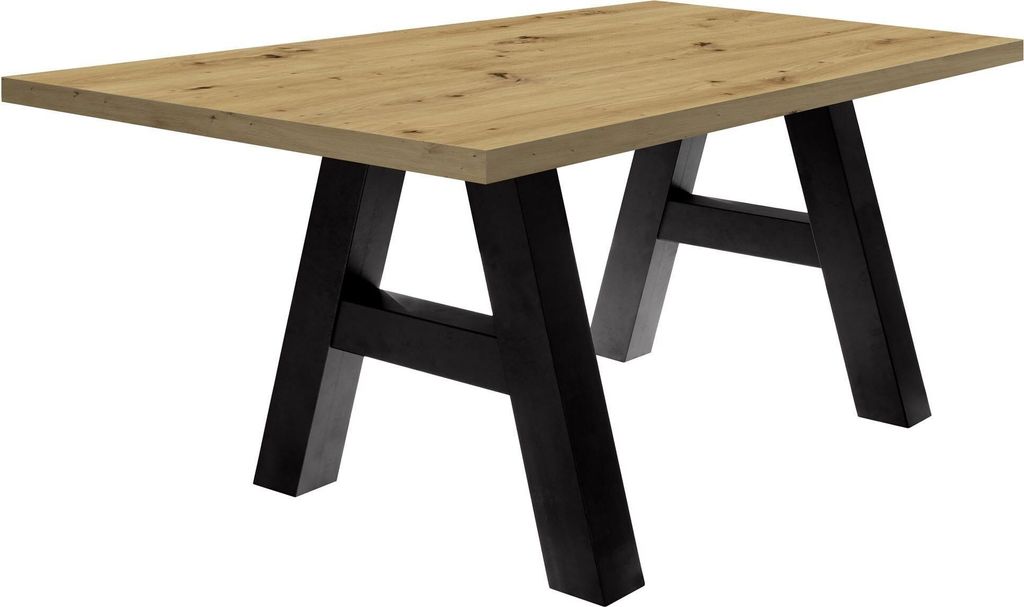 Esszimmertisch Elia 8 160 x 90 x 75 Esstisch Schwarzstahl/Asteiche 13308-160