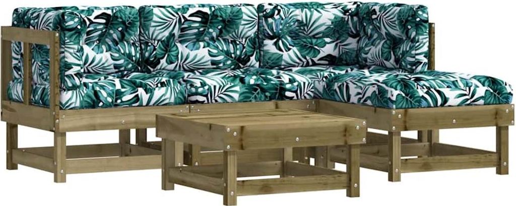 vidaXL 5-tlg. Garten-Lounge-Set mit Kissen Imprägniertes Kiefernholz