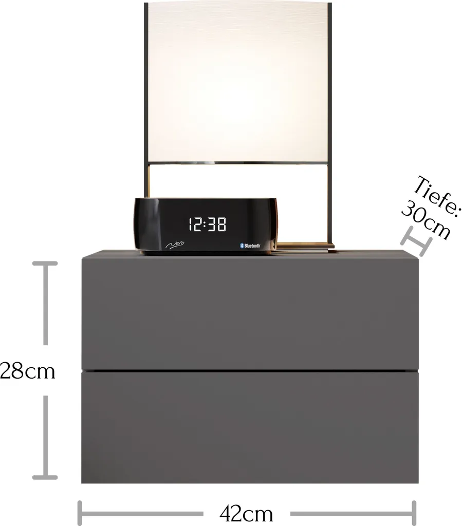 Table de Chevet Compacte Cabo Graphite - Rangement de Nuit Gain de Place - 4