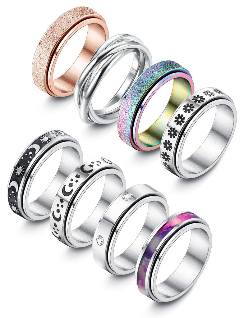 8-dielna sada spinner prsteňov - nerezové antistresové Obrázok produktu 