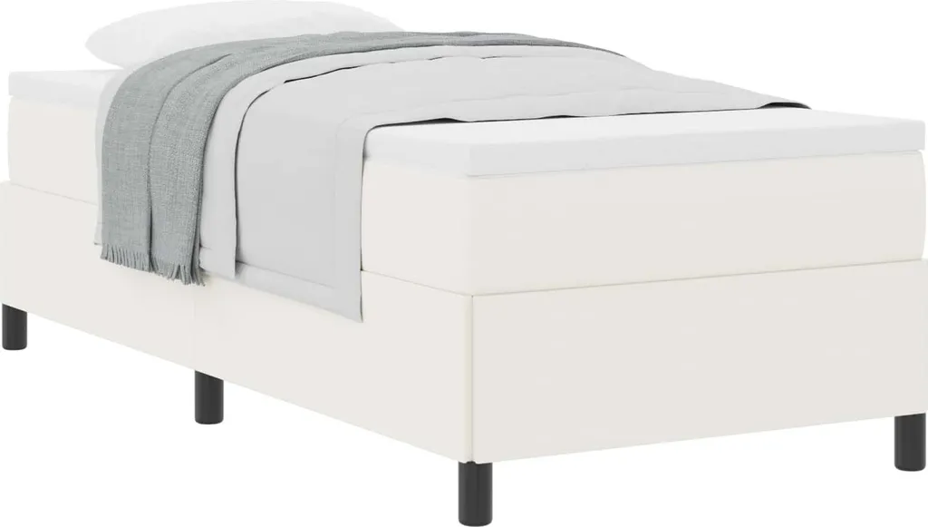 Lit 90x200 Crème en Velours Côtelé - Sommier Confort, Design Douillet