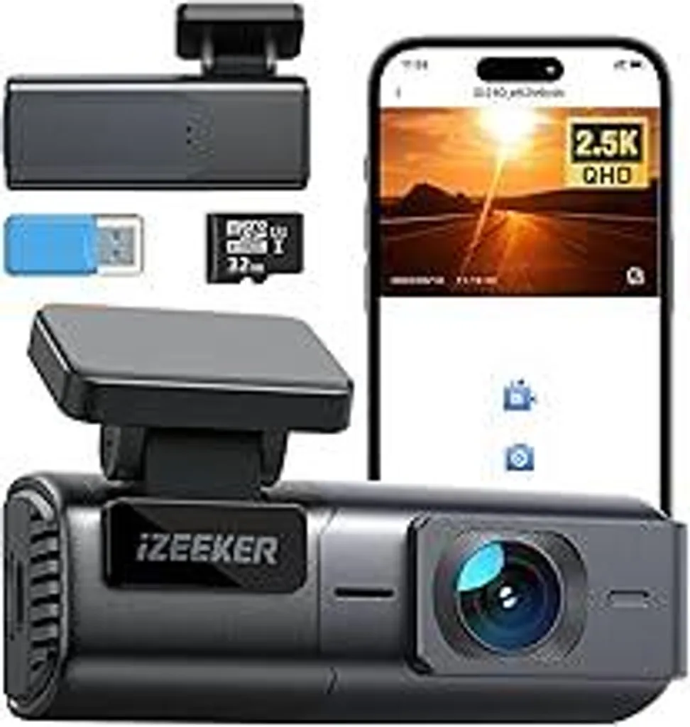 Dash Cam 1440P iZEEKER: Sensore G, WDR e Controllo App WiFi Totale