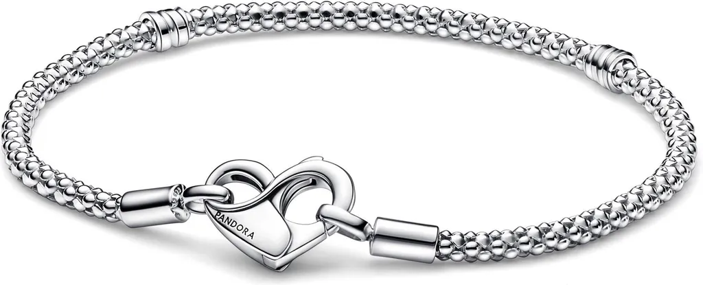 Bracelet rigide maille serpent argent pour femme avec cœur infini