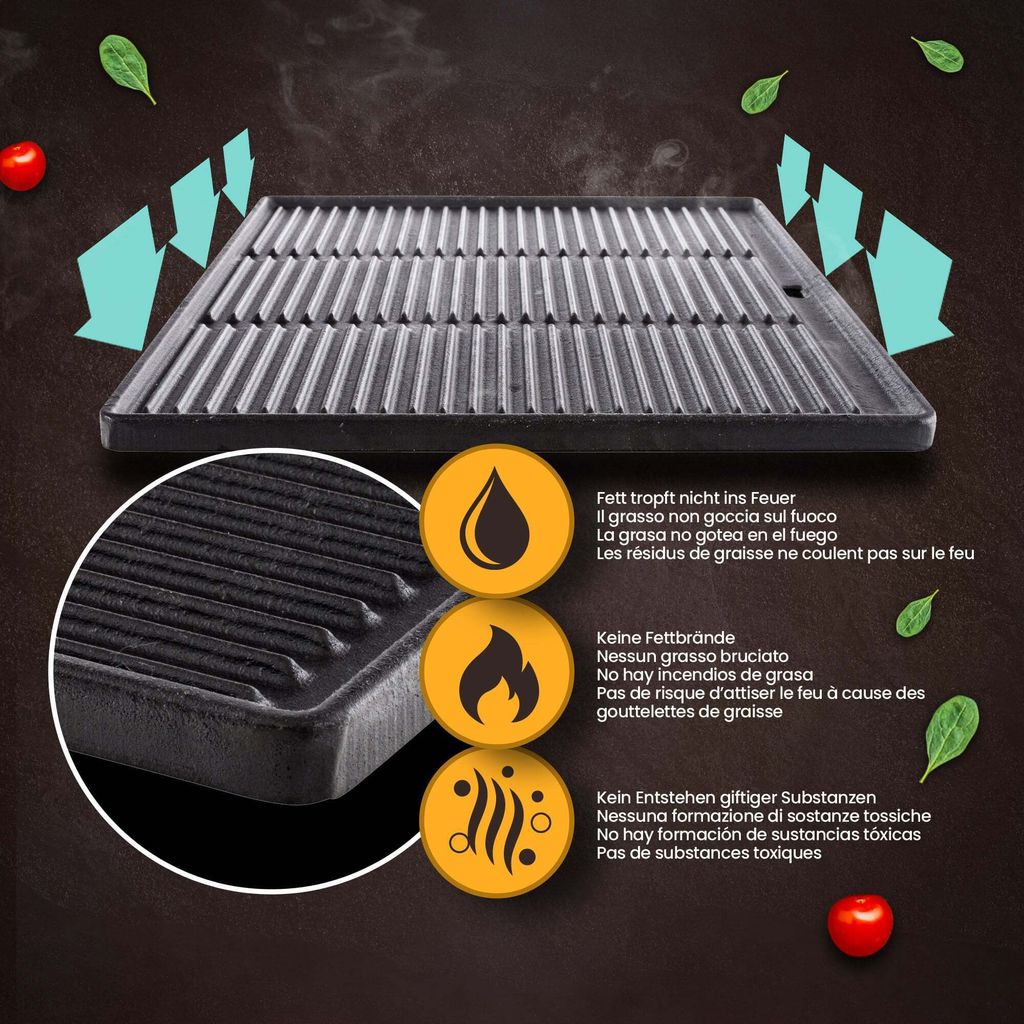 CLP Grillplatte emailliert,anthrazit 48.5x32 cm Produktbild 4