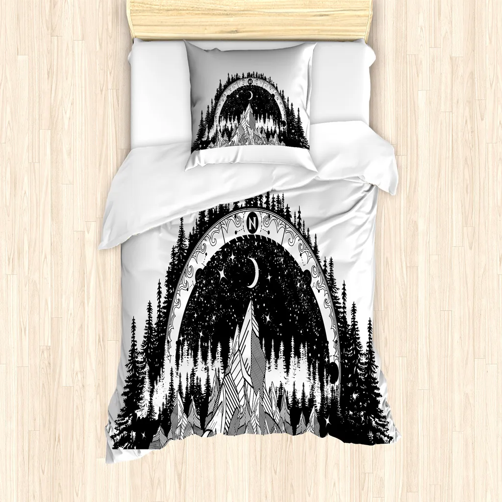 Duvet Cover ABAKUHAUS Northwoods Design Foresta 135x200 Nero