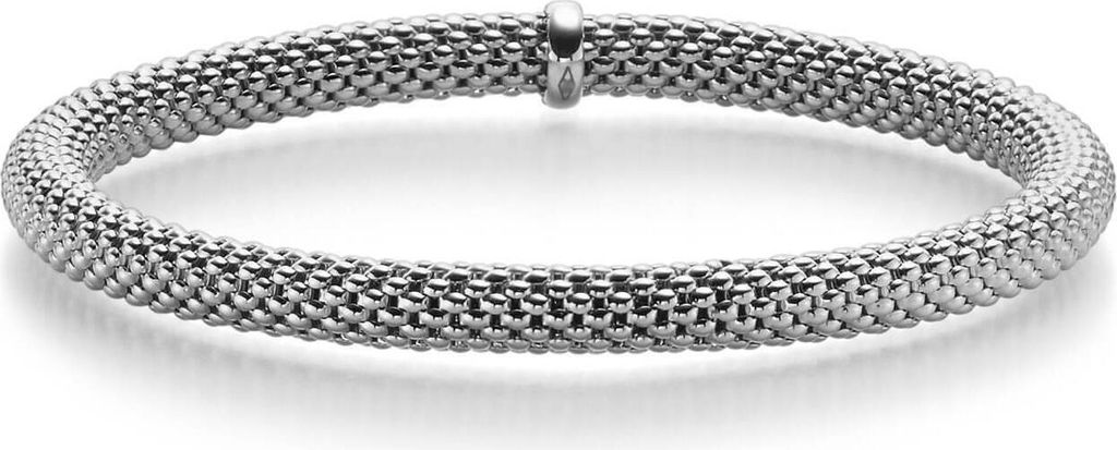 Himbeer-Armband Armreif Armschmuck elastisch 5mm 585 Gold Weißgold für Damen