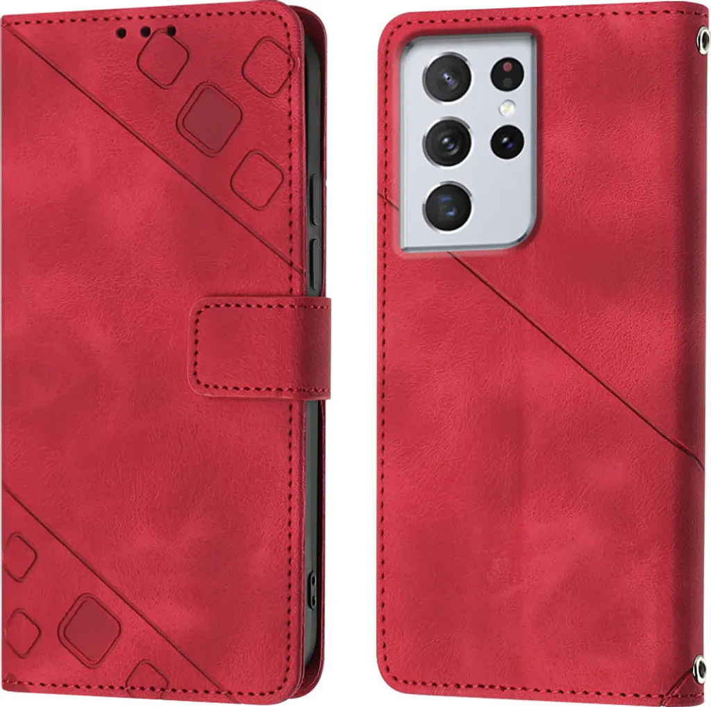 Custodia Samsung S21 Ultra 5G Rossa in Pelle Flip - Qualità d'Altri Tempi