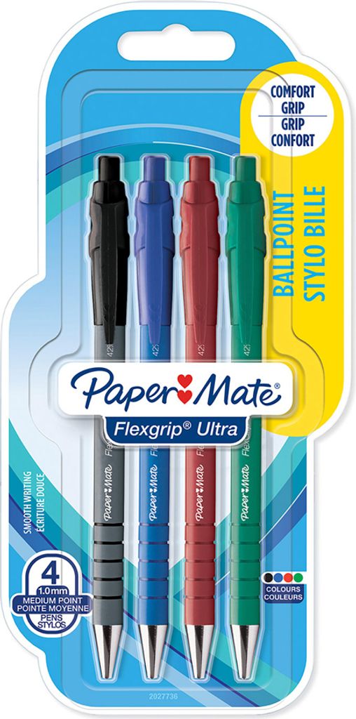 PAPER MATE Kugelschreiber Flexgrip Ultra RT M 4er S/B/R/G Blister