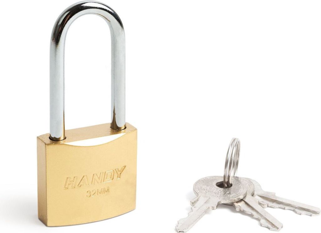 HANDY - Vorhängeschloss 32MM mit hohem Bügel - Schließ- 5MM - mit 3 Schlüsseln - Kofferschloss