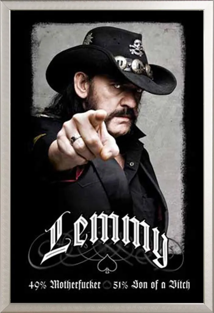 Cadre Shinsuke® Maxi Argenté - Poster Rock Lemmy 49% Mofo Acrylique