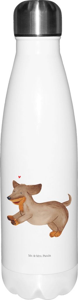 Mr. & Mrs. Panda Trinkflasche Hund Dackel - Weiß - Geschenk, Thermos, Dachshund, Sprüche, trinkflaschen, Hunde, Teeflasche, Getränkeflasche, Was...
