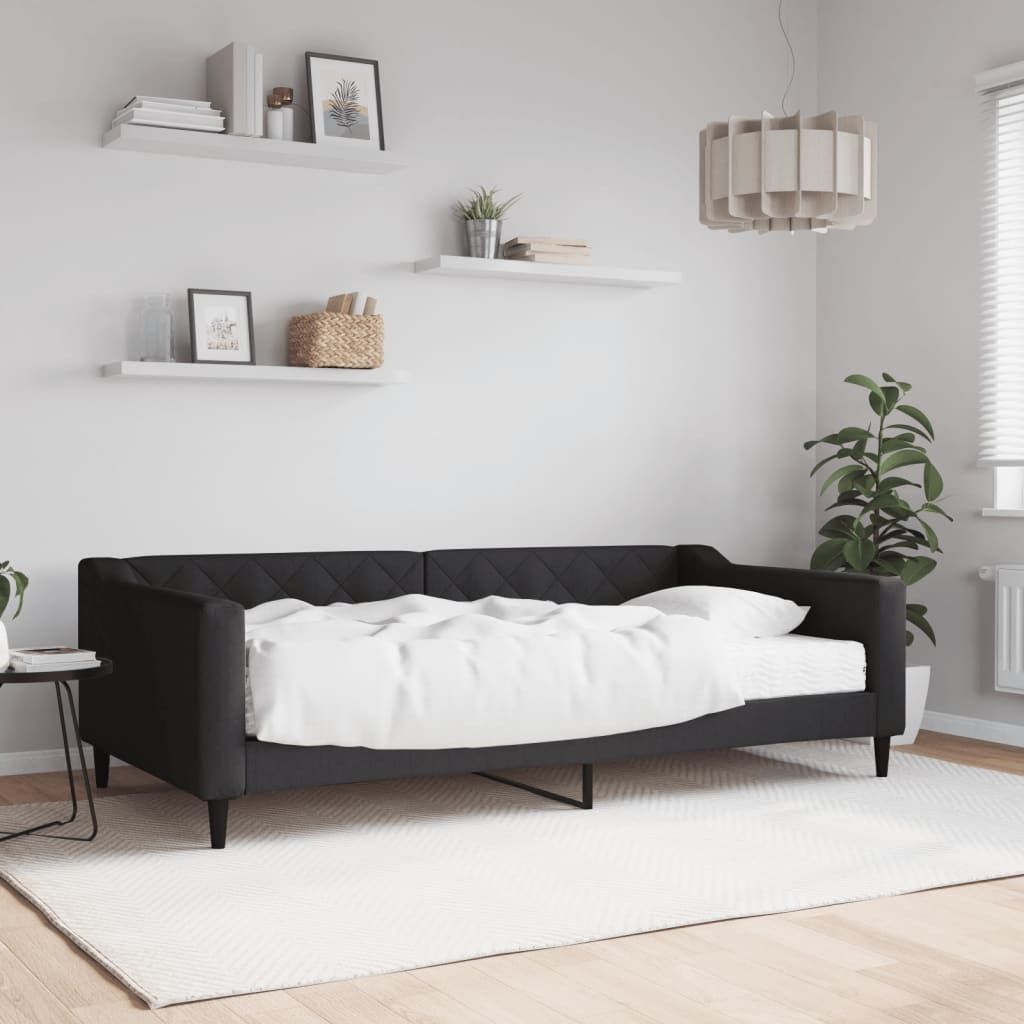 "2026 Promotion" Tagesbett mit Matratze - Schwarz - 100x200 cm - Stoff - Polsterbett CC10477