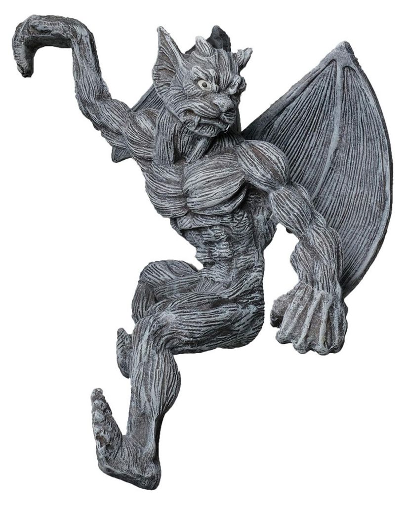 Gotischer Gargoyle-Zaunhänger aus Kunstharz, Drachenflügel-Gargoyle-Ornament, Kletter-Gargoyle-Figur für Gartenmauern, Verandageländer und Terr...