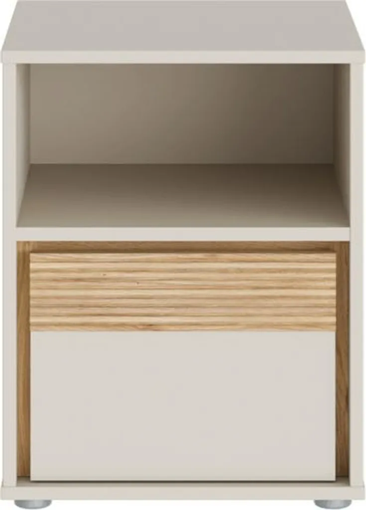 Petit meuble de nuit WEXLIN coloris sable et décor chêne de qualité