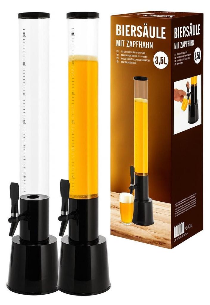 CEPEWA - Biersäule mit Zapfhahn Trinksäule Biertower 3,5l skaliert bis 3,0 Liter