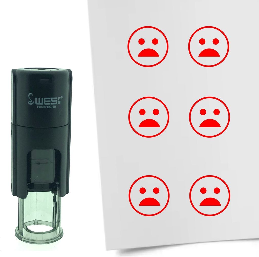 CombiCraft Selbstfärbender Stempel 'Schockierter Smiley' in der Farbe Rot, Ø10mm