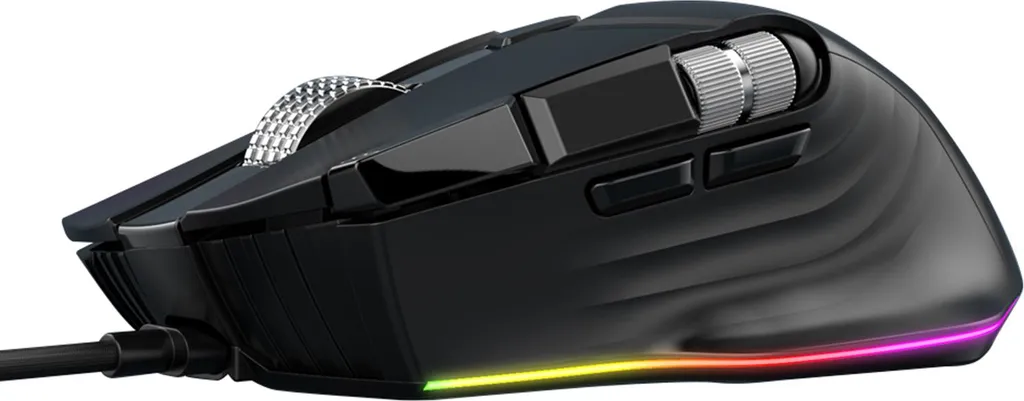 Souris de jeu filaire RGB programmable 12400 DPI avec double molette
