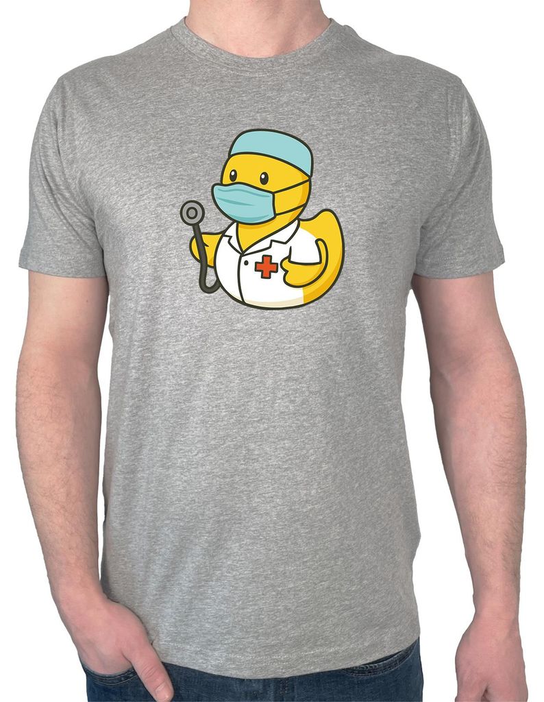 Huuraa Herren T-Shirt Quietscheente Medizin Comic Gummiente L Sport Grey Bio Baumwolle Fairtrade Herrenshirt Geschenkidee