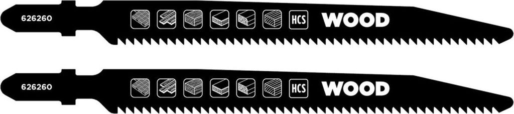 kwb 2x Stichsägeblätter für Holz, Laminat (geeignet für Hartholz, Weichholz, Tischlerplatte, Parkett, Laminat, Spanplatte beschichtet, HCS-Kohl...
