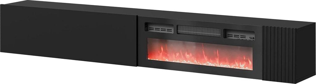 Dmora TV-Schrank Sindia 200x29,8x30,5h cm Anthrazit Schwarz, ein modulierbares Regal