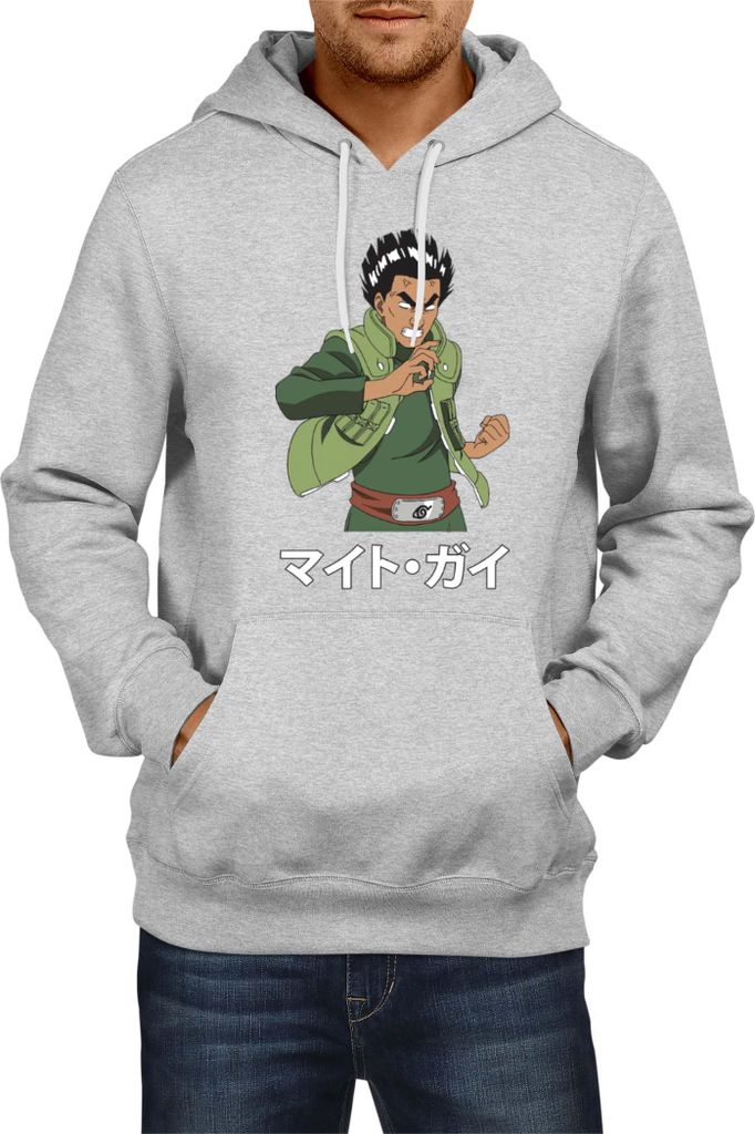 Herren Kapuzenpullover Naruto Might Guy 01, Man S / Grau