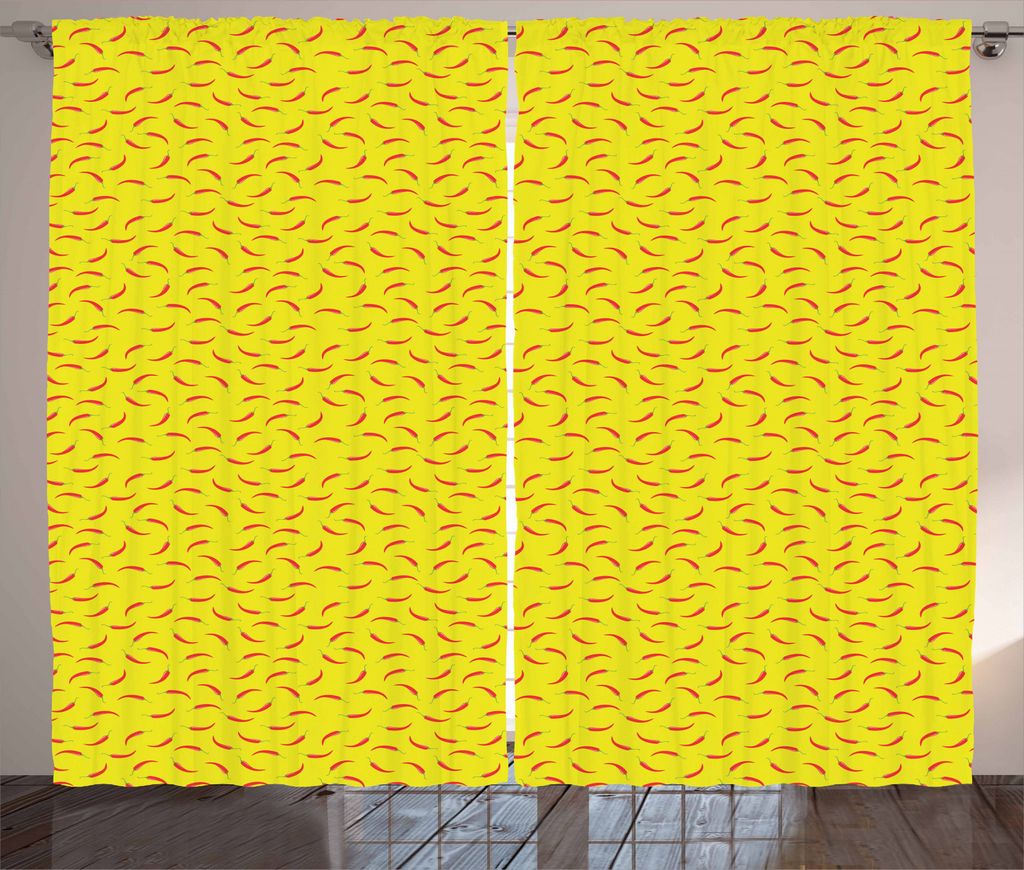 ABAKUHAUS Pfeffer Rustikaler Vorhang, Paprika Gesundes Muster, Wohnzimmer Universalband Gardinen mit Schlaufen und Haken, 280 x 245 cm, Vermilion u...