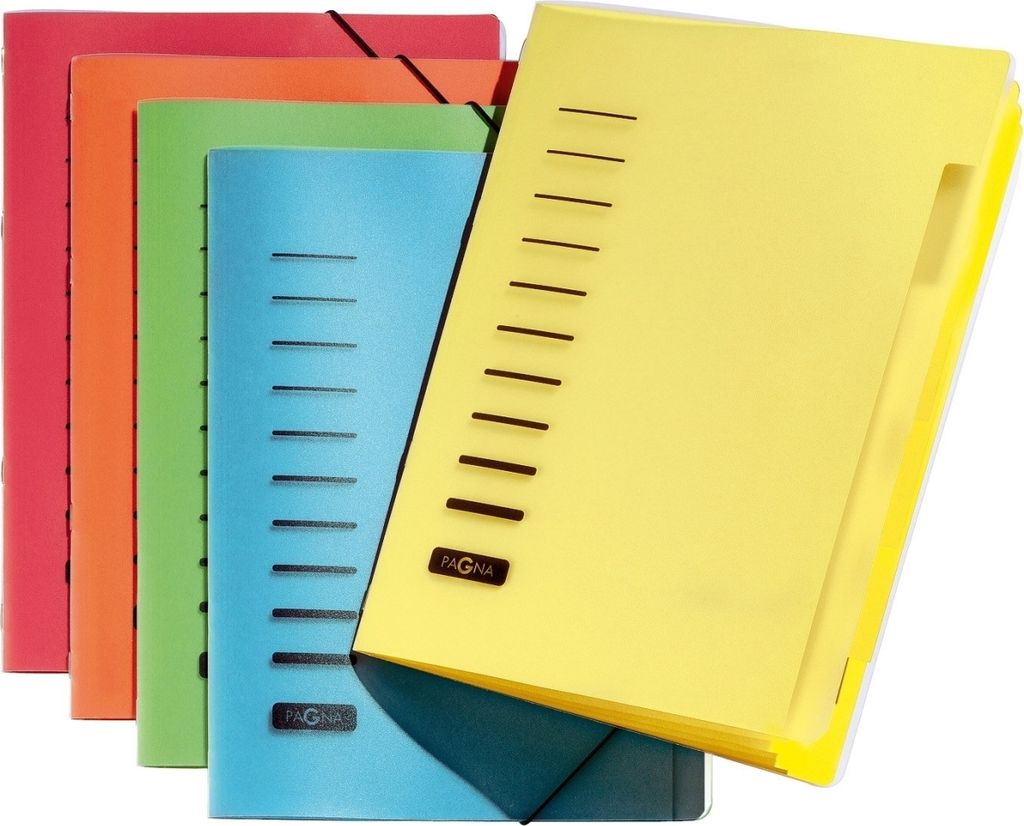 Ordnungsmappe 6 Fächer PP sortiert Packung mit 5 Stück Produktbild 