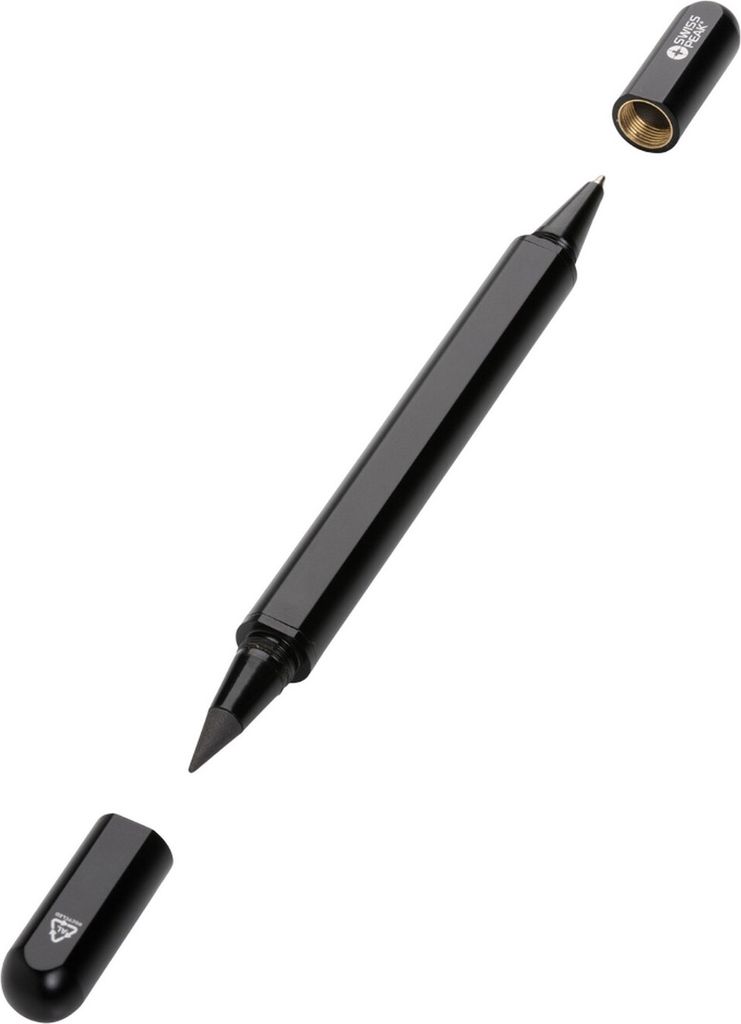 Swiss Peak - Stift "Storm", Doppelte Spitze, Recyceltes Aluminium XD697 (Einheitsgröße) (Schwarz)