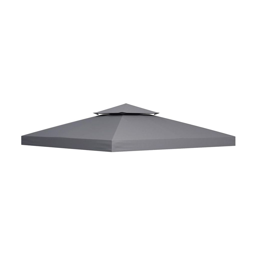 Pavillonabdeckung aus Polyester in Dunkelgrau Ersatzdach Pavillondach für Garten & Terrasse 3x3m