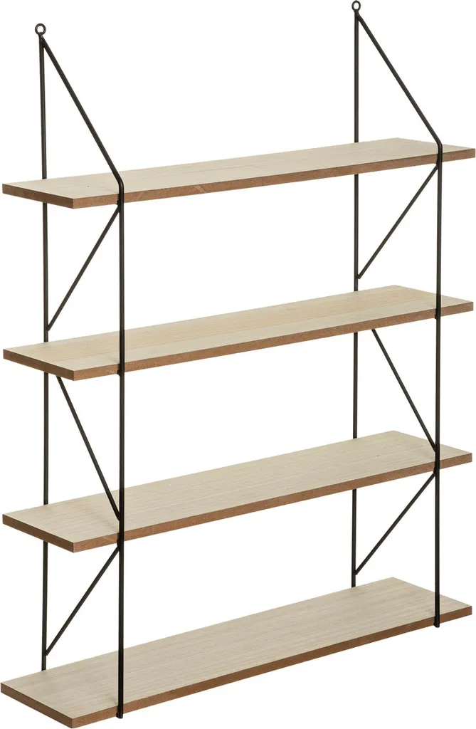 Atmosphera Créateur d'intérieur Mensola a muro in metallo MDF nero marrone 81,4 cm x 60 cm x 16,8 cm