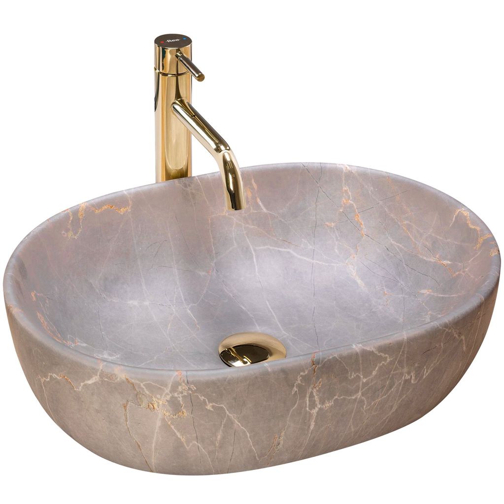 Umywalka Ceramiczna LARA Beige Matt - Imitacja Kamienia, Zdjęcie produktu 