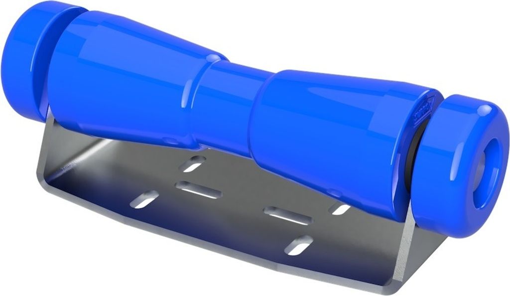 Polyurethan Kielrolle mit Halter B inkl. Endkappen Bootstrailer Sliphilfe verzinkt SUPROD, 250 mm (+ EC), blau