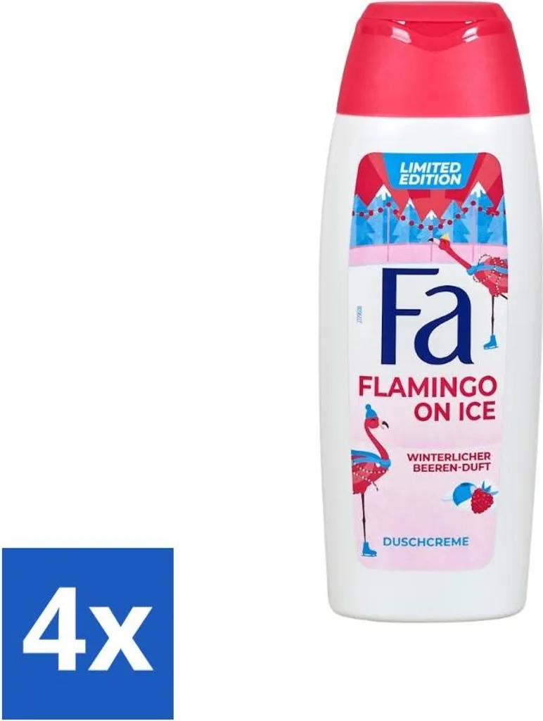 Fa - Gel doccia - Winter Flamingo On Ice - Rinfrescante e rinfrescante - Idratante - 250 ml - Confezione risparmio - 4 pezzi