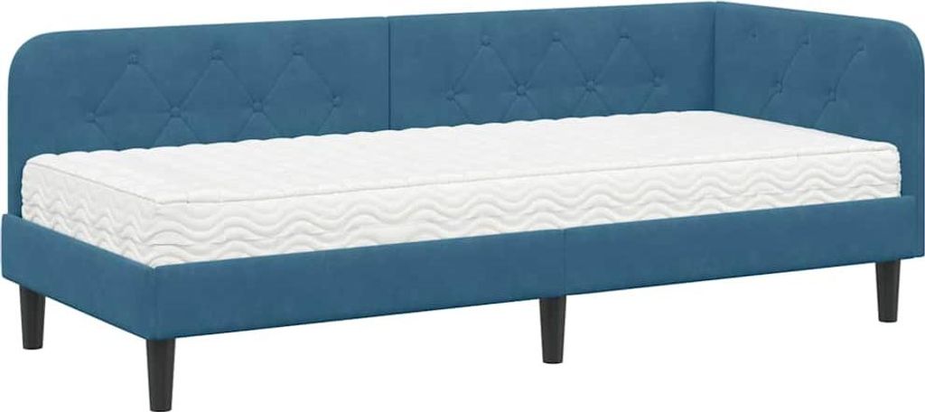 vidaXL Eckbettgestell Blau 80 x 200 cm Samt