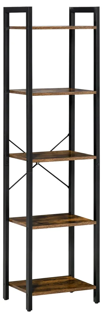 Meuble Bibliothèque pour Salon et Bureau Style Industriel 154 cm Noir