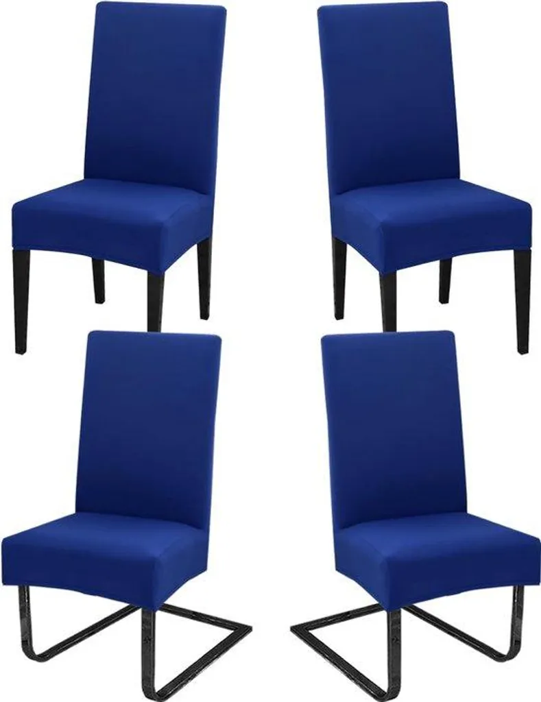 Housses de chaise extensibles et lavables, protection bleue lot de 4