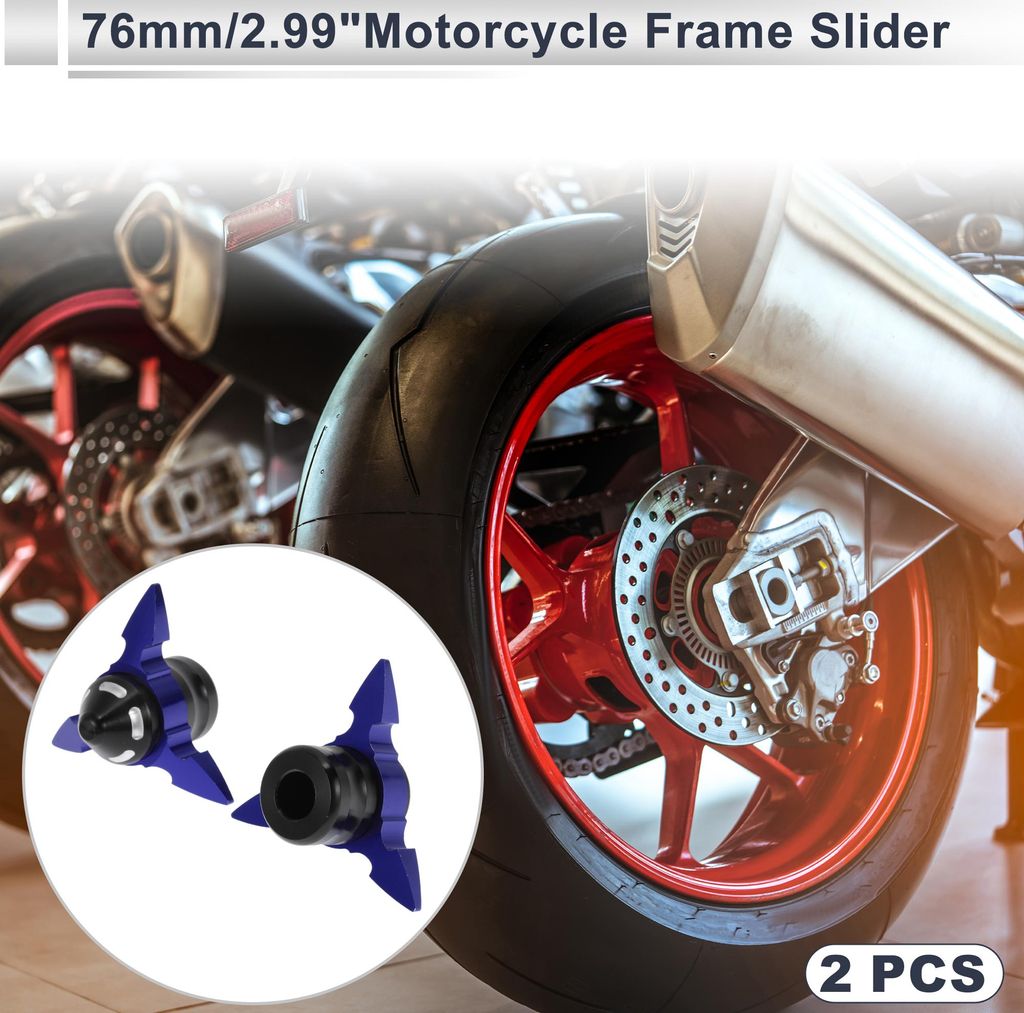 0.59" Motorrad Slider Rahmen Aluminiumlegierung Kunststoff Rad Verkleidung Schutz Crash Pad Schutzblech 2.99" 2.05" BlAU 2 Stück